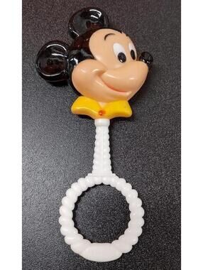 Vintage 60s 70s Mickey Mouse Baby Rattle toy By DANARA for Walt Disney HONG KONG